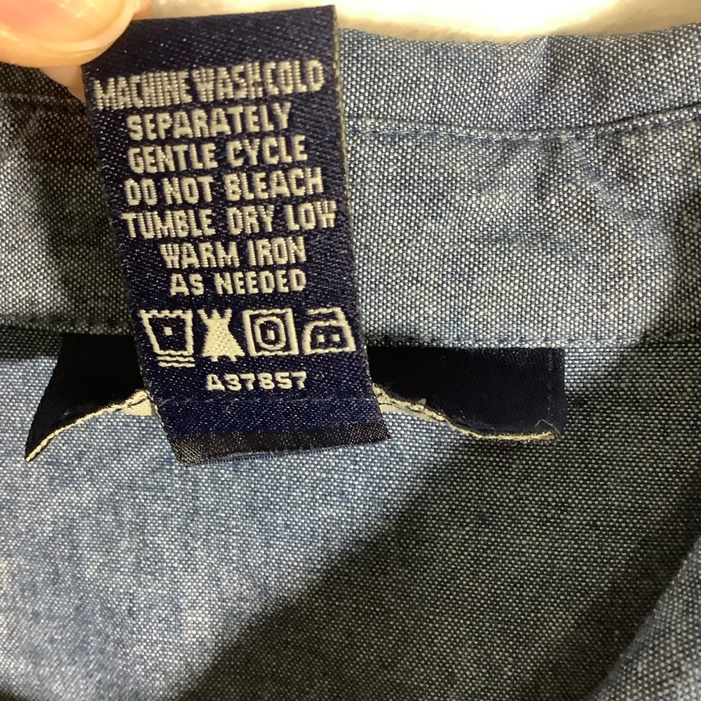 Denim & Co Button Down Chambray Shirts Western 100% Cotton - Picture 8 of 11